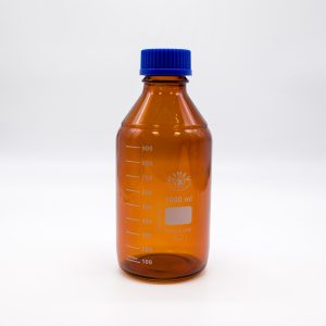 Láhev reagenční kulatá hnědá modrý uzávěr GL45, 1000 ml