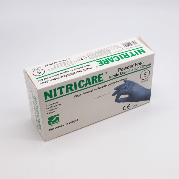 NITRICARE nitrylové nesterilní rukavice bez pudru modrá barva velikost S
